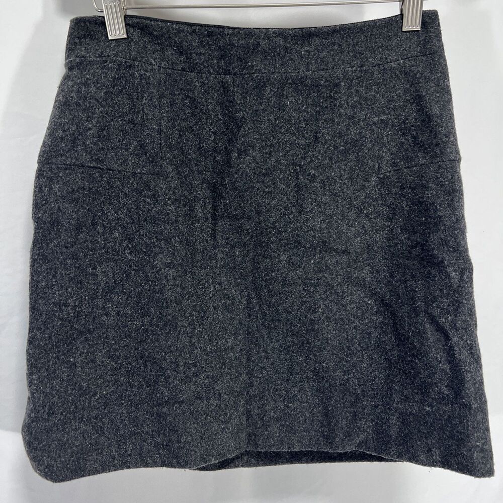 J Crew Women's Dark Gray Wool Skirt Size 2 Zipper Back Office Academia